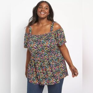 Lane Bryant - Classic Flutter-Sleeve Off-The-Shoulder Babydoll Shirt